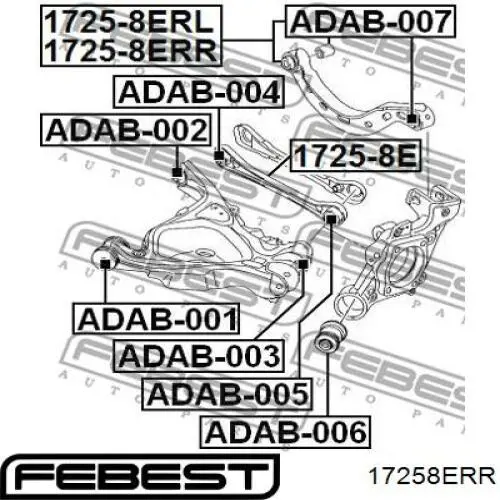 1725-8ERR Febest brazo suspension trasero superior derecho