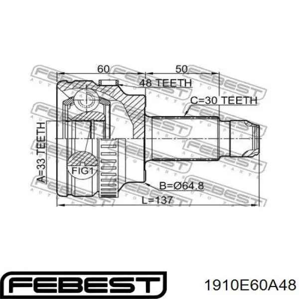 Comprar 1910E60A48 Febest Junta homocinetica