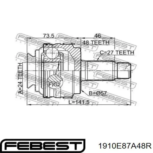Comprar 1910E87A48R Febest Junta homocinética exterior trasera