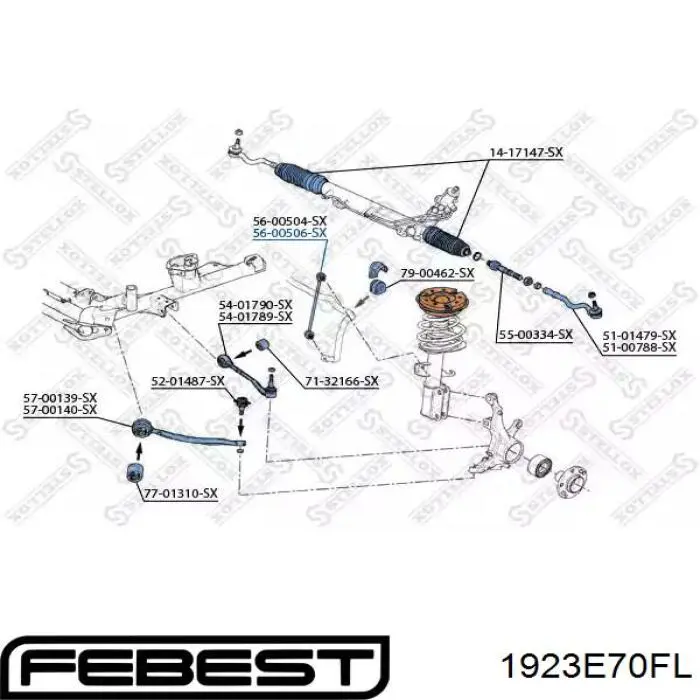 1923-E70FL Febest barra estabilizadora delantera izquierda