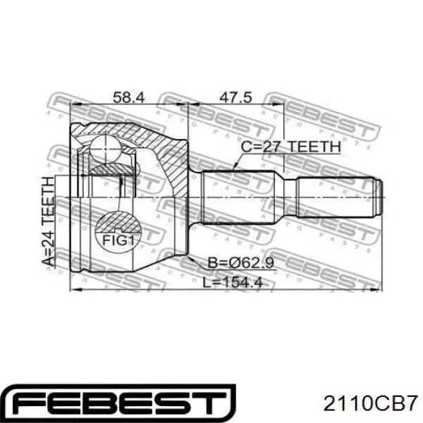 Junta homocinética exterior delantera Febest 2110CB7 precio, desde 39,66 EUR