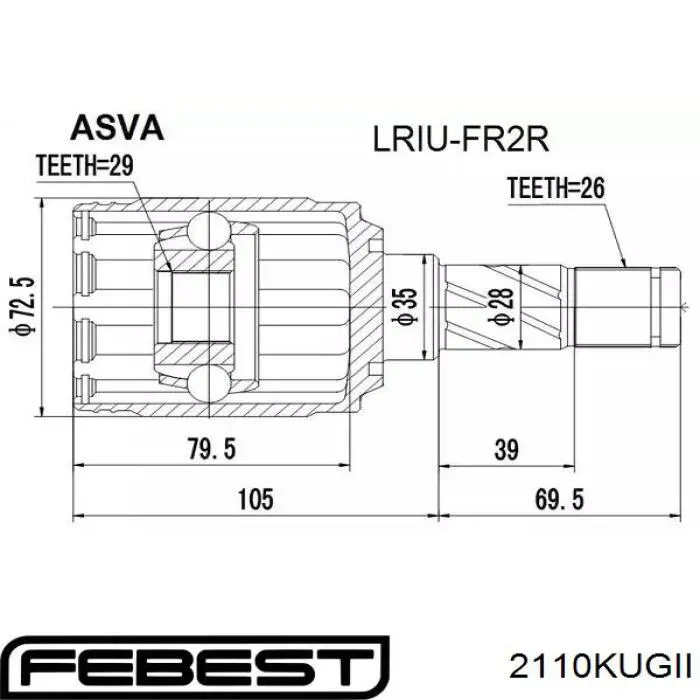 Junta homocinética exterior delantera Febest 2110KUGII precio, desde 42,23 EUR