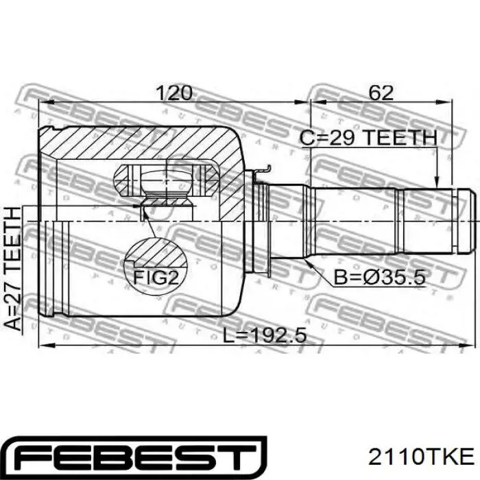Junta homocinética exterior delantera Febest 2110TKE precio, desde 45,36 EUR