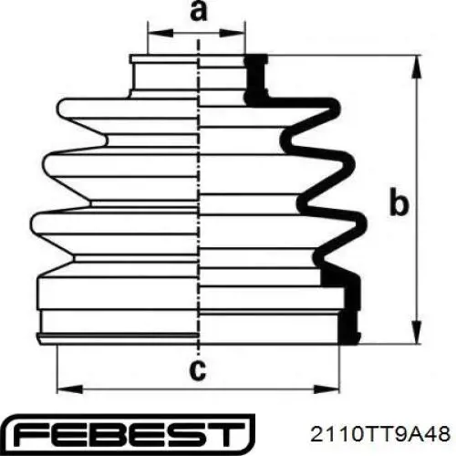 2110-TT9A48 Febest junta homocinética exterior delantera