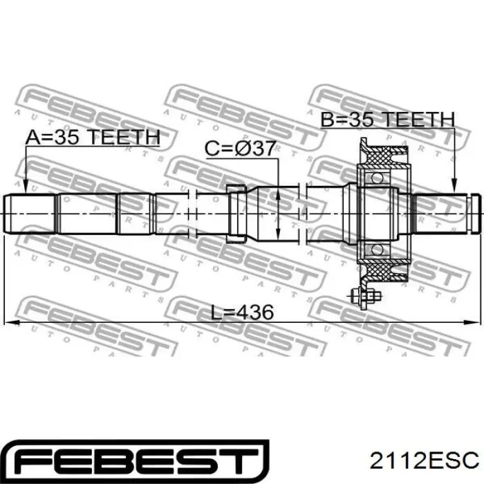 2112ESC Febest semieje de transmisión intermedio