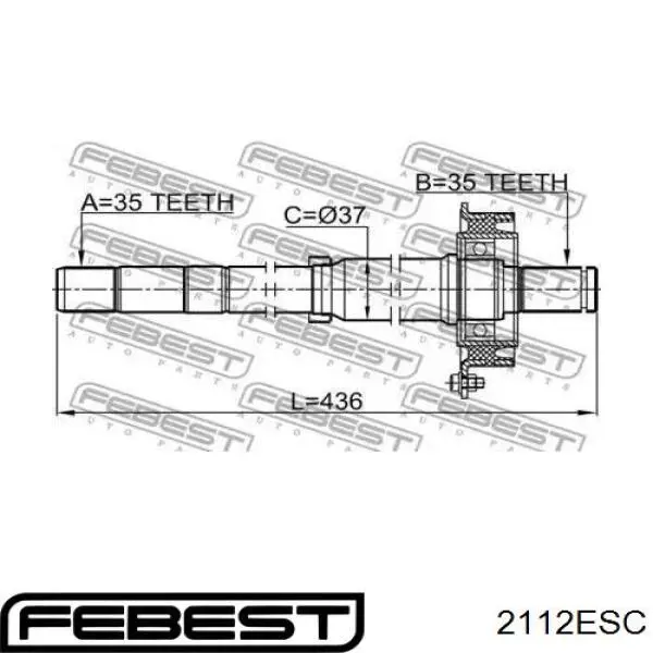 Eje intermedio de transmisión 2112ESC Febest
