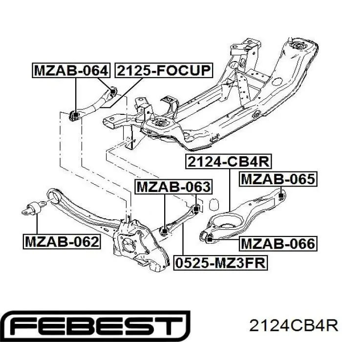 2124-CB4R Febest palanca trasera inferior izquierda/derecha