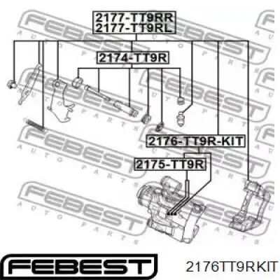 2176-TT9R-KIT Febest juego de reparación, pinza de freno trasero