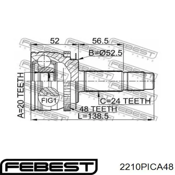 2210PICA48 Febest junta homocinética exterior delantera
