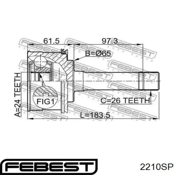 2210-SP Febest junta homocinética interior delantera