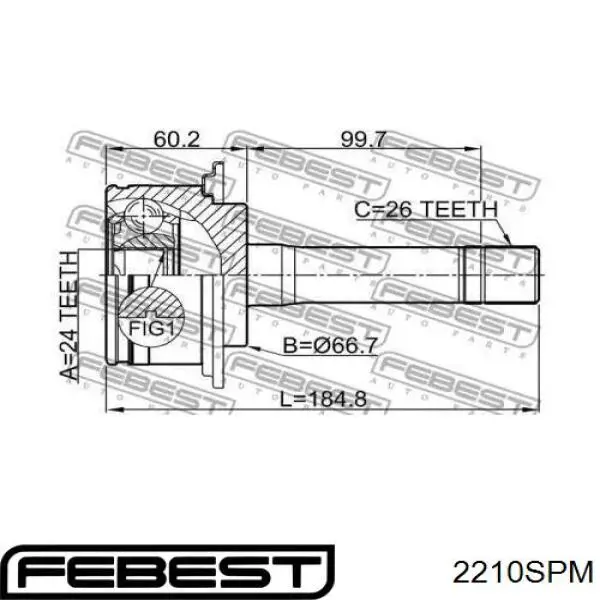 Comprar 2210SPM Febest Junta homocinetica