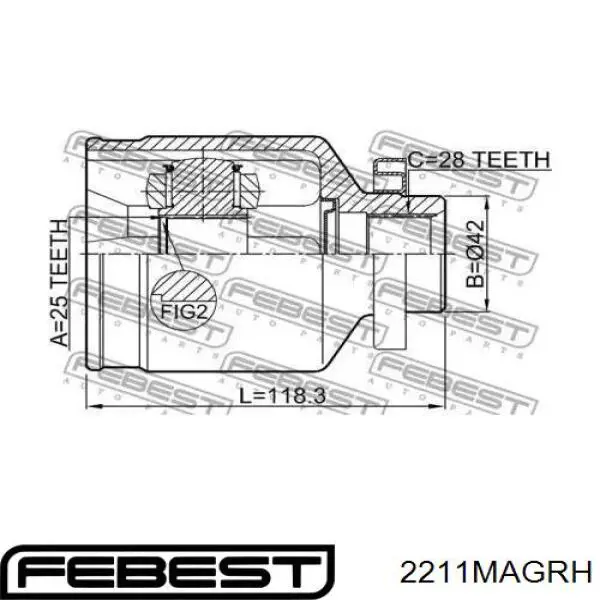 2211-MAGRH Febest junta homocinética interior delantera derecha