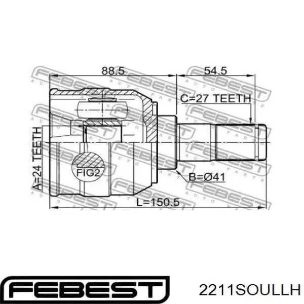 Junta homocinética interna delantera izquierda Tangun J22018 precio, desde 32,95 EUR