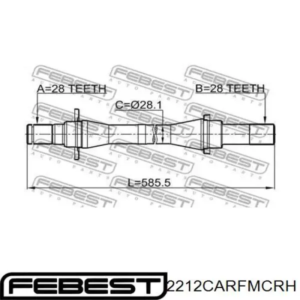 2212CARFMCRH Febest árbol de transmisión delantero derecho