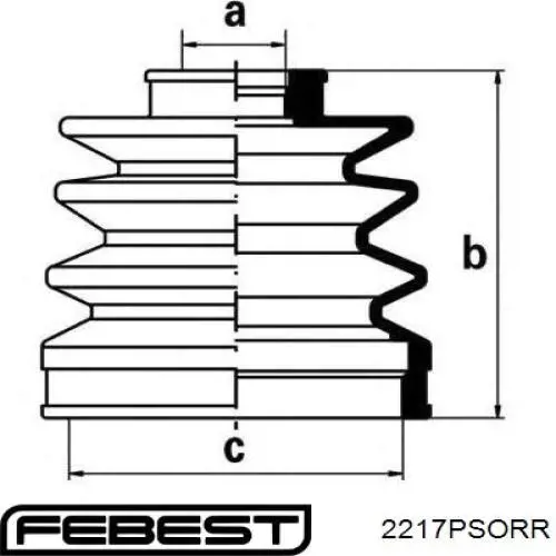 2217PSORR Febest fuelle, árbol de transmisión trasero exterior