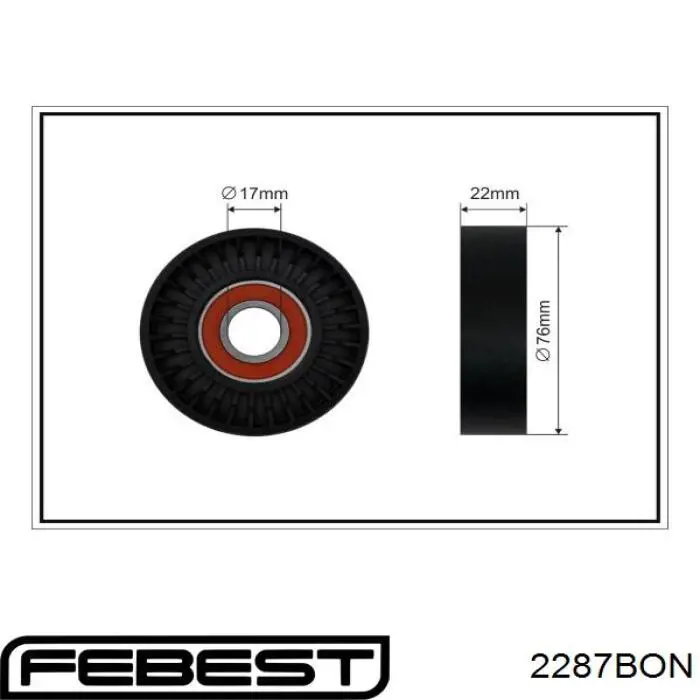Tensor de la correa trapecial poli v Febest 2287BON