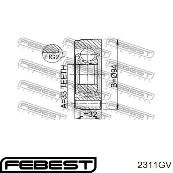 2311-GV Febest junta homocinética interior delantera