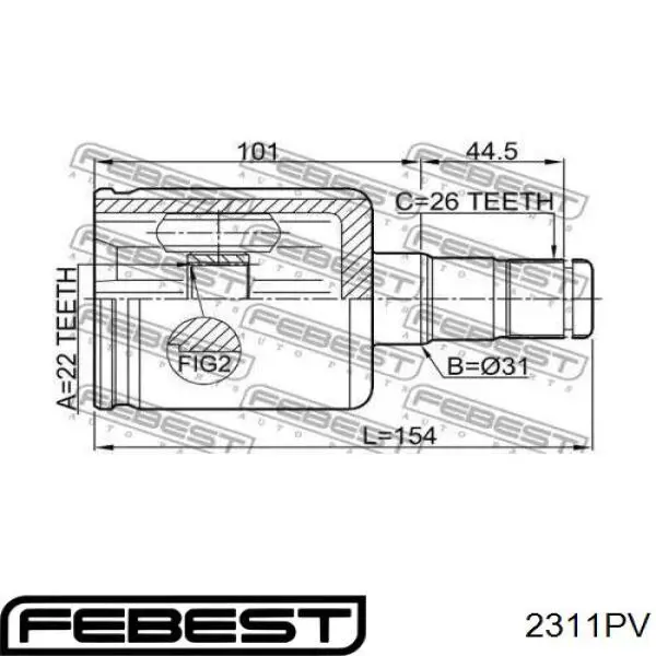 2311PV Febest junta homocinética interior delantera