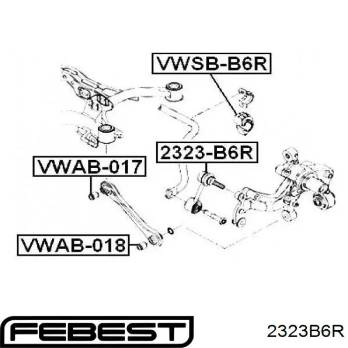 2323B6R Febest soporte de barra estabilizadora trasera