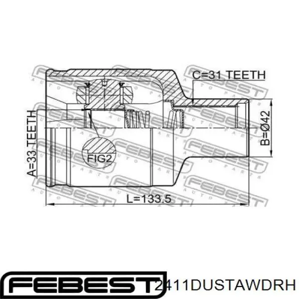 Comprar 2411DUSTAWDRH Febest Junta homocinética interna delantera derecha