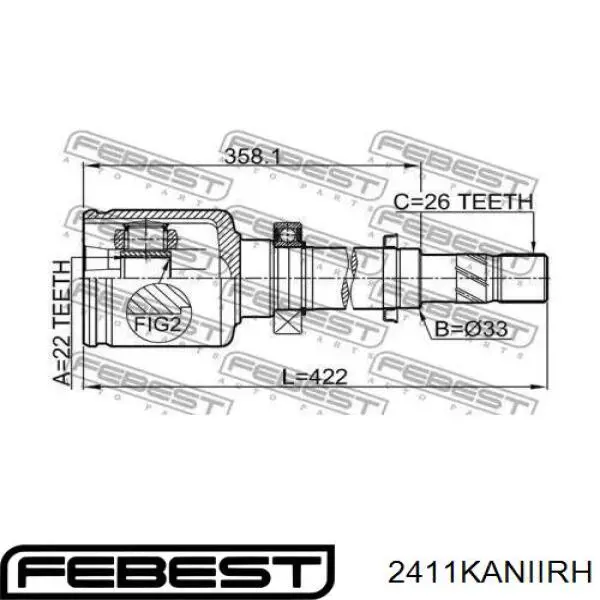 2411-KANIIRH Febest junta homocinética interior delantera derecha