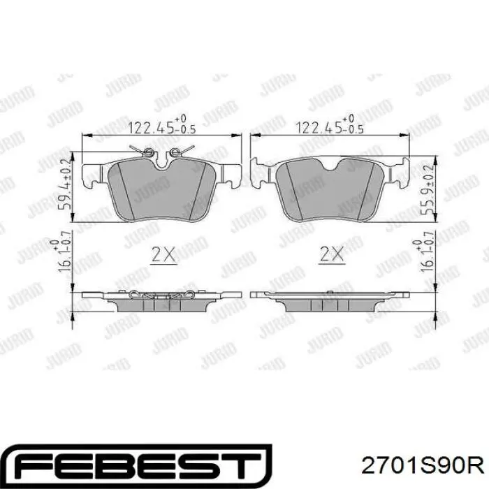 Pastillas de freno traseras FEBEST 2701S90R