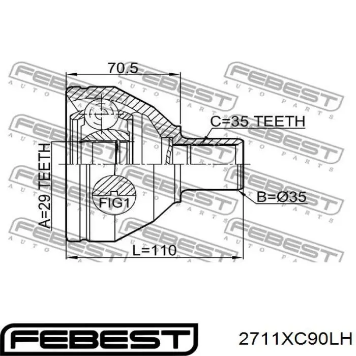 Junta homocinética interna delantera izquierda Febest 2711XC90LH precio, desde 122,52 EUR