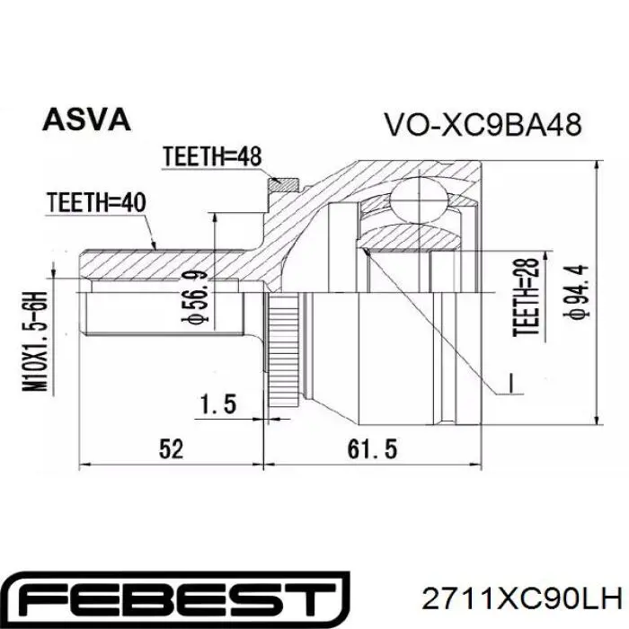 Comprar 2711XC90LH Febest Junta homocinética interna delantera izquierda