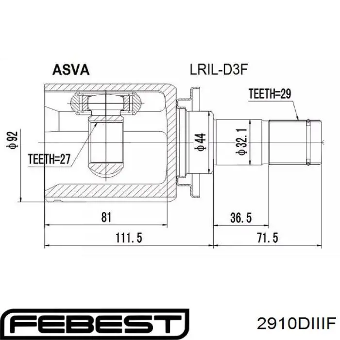 2910-DIIIF Febest junta homocinética exterior delantera