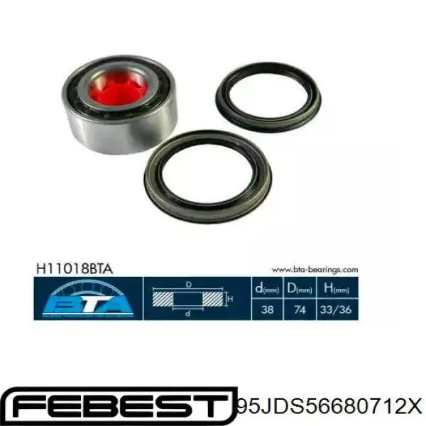 95JDS56680712X Febest anillo retén, cubo de rueda delantero inferior
