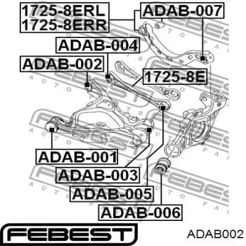 Buje del brazo inferior trasero Febest ADAB002