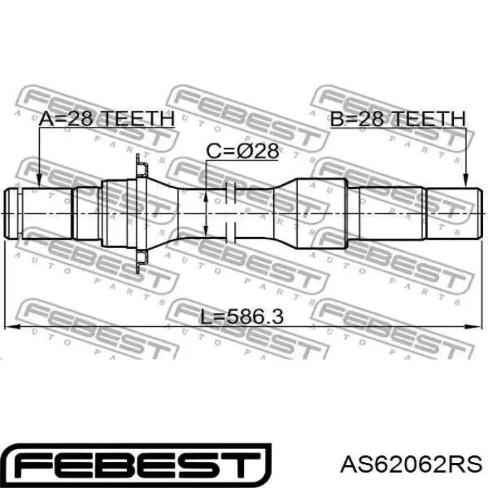Rodamiento exterior del eje delantero Febest AS62062RS