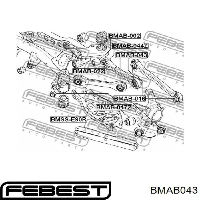 BMAB-043 Febest suspensión, barra transversal trasera, exterior