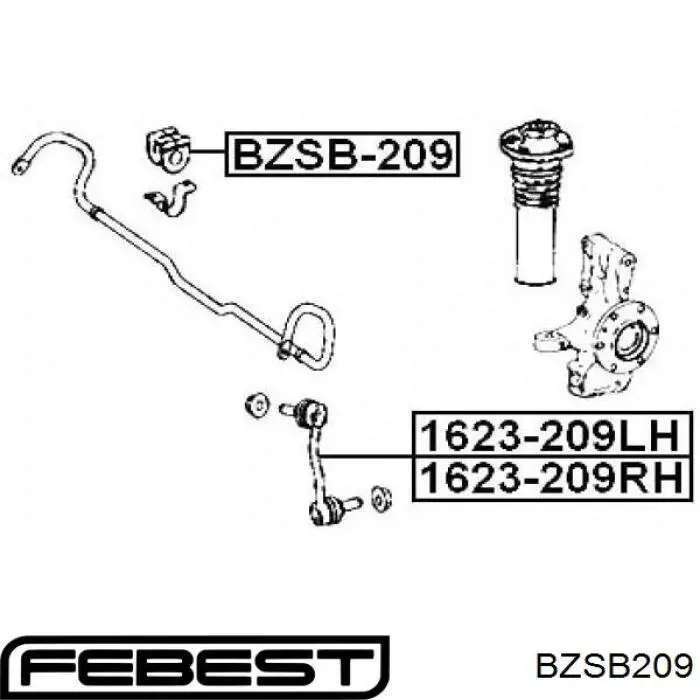 BZSB209 Febest casquillo de barra estabilizadora delantera