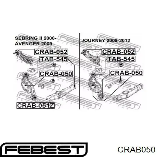 CRAB050 Febest suspensión, brazo oscilante, eje trasero