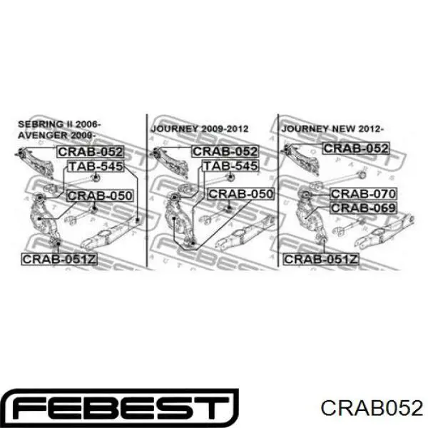 Comprar CRAB052 Febest Buje delantero del brazo longitudinal trasero