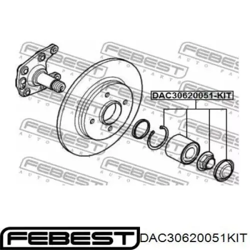 DAC30620051-KIT Febest cojinete de rueda trasero