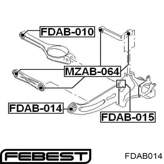 FDAB014 Febest bloque silencioso trasero brazo trasero delantero