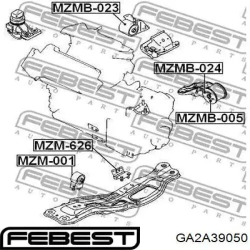 GA2A39050 Febest soporte motor delantero