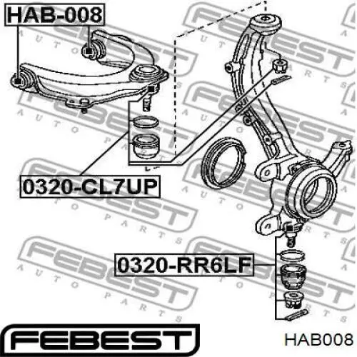 HAB-008 Febest silentblock de brazo de suspensión delantero superior