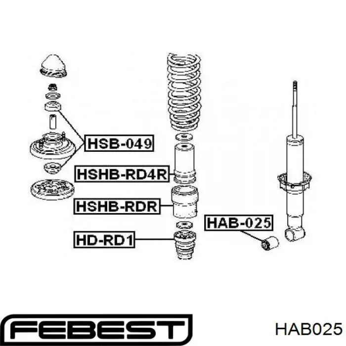 Comprar HAB025 Febest Silentblock amortiguador trasero