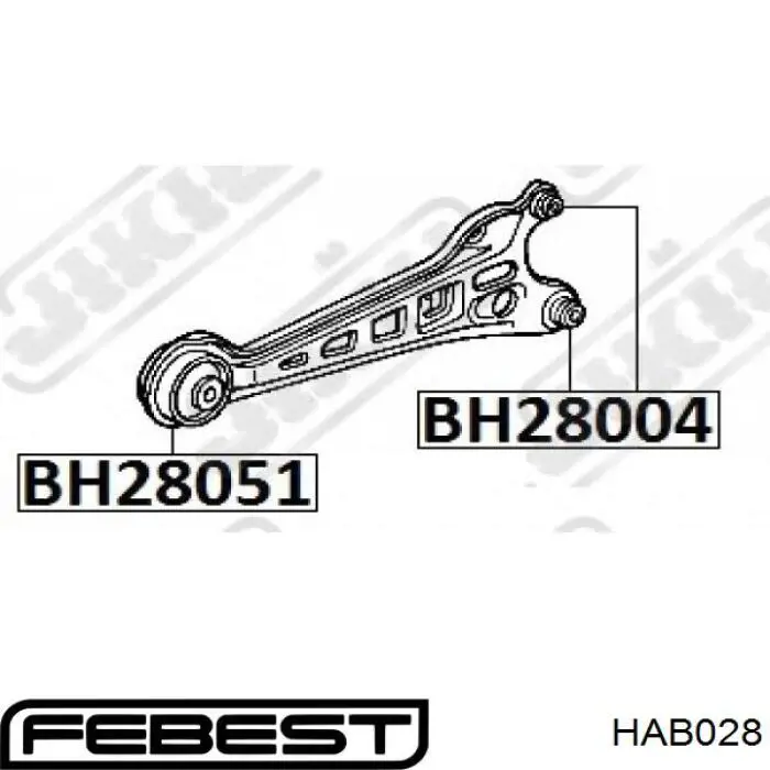 Comprar HAB028 Febest Buje delantero del brazo longitudinal trasero