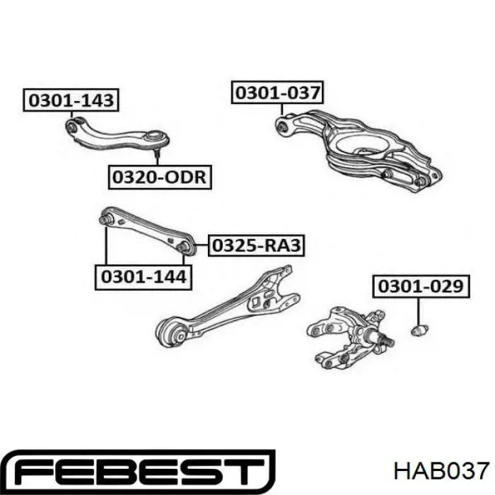 Comprar HAB037 Febest Buje del brazo transversal trasero