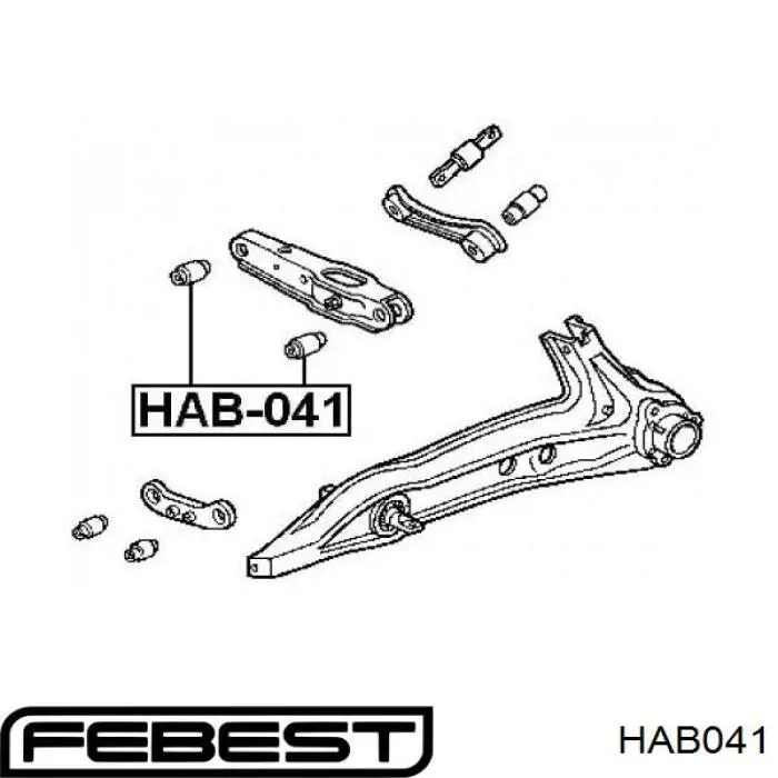 HAB-041 Febest suspensión, brazo oscilante trasero inferior