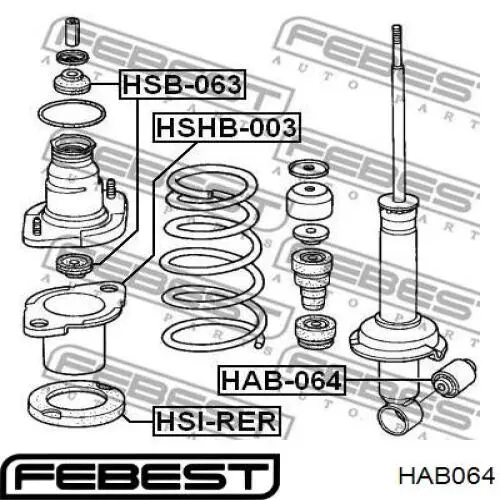 HAB064 Febest silentblock de amortiguador trasero