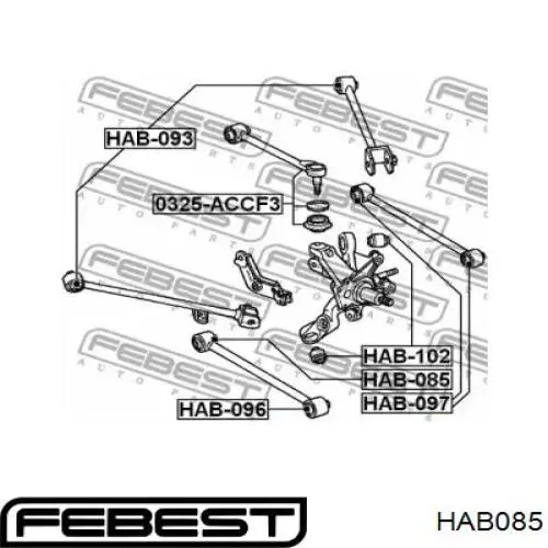 HAB085 Febest suspensión, brazo oscilante trasero inferior