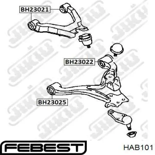 Buje trasero del brazo longitudinal trasero HAB101 Febest
