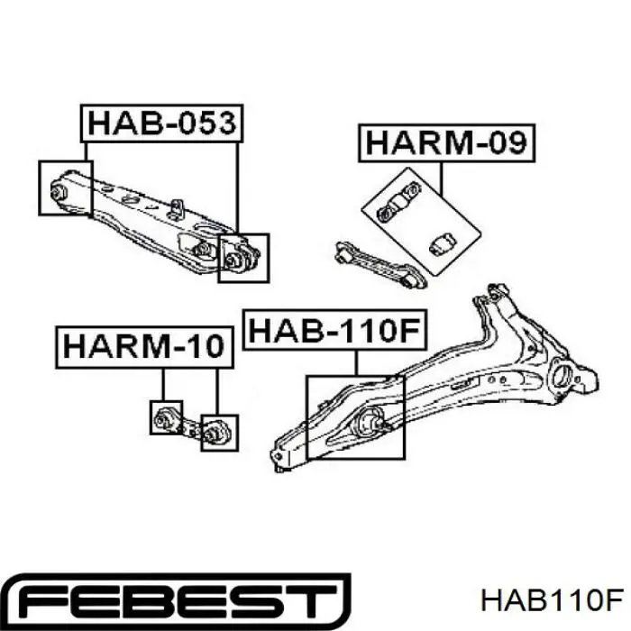 HAB-110F Febest bloque silencioso trasero brazo trasero delantero