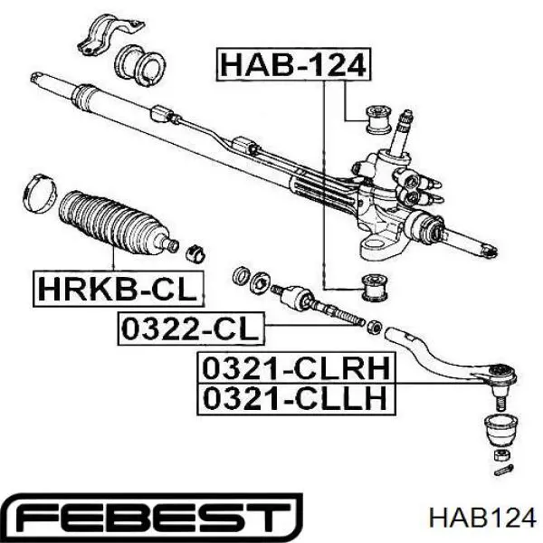 HAB124 Febest silentblock de montaje del caja de direccion