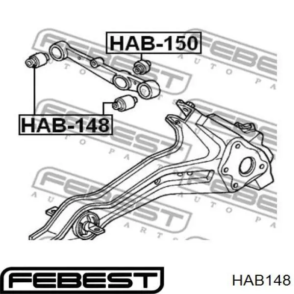 HAB-148 Febest suspensión, barra transversal trasera, exterior